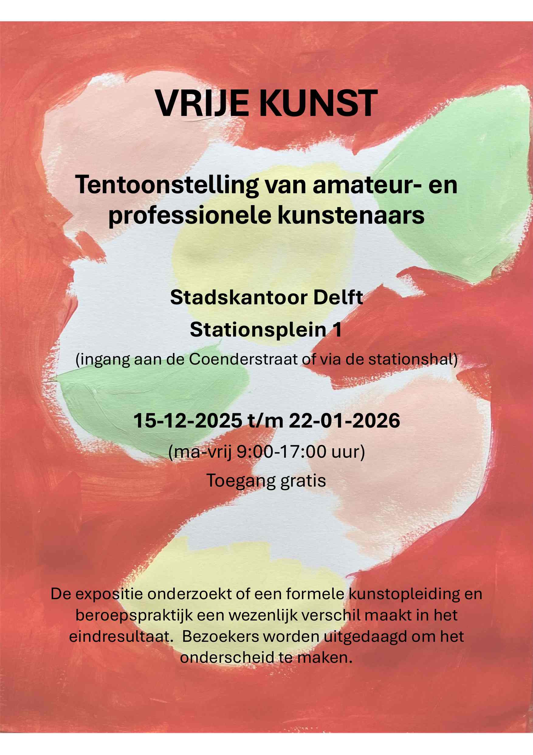 Affiche Vrije Kunst tentoonstelling Stadskantoor Delft